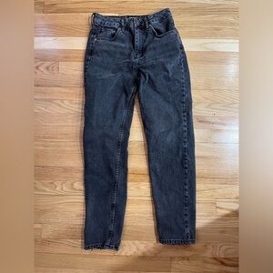 BDG Urban Outfitters Washed Black High-Rise Women's Mom Jeans, distressed detail